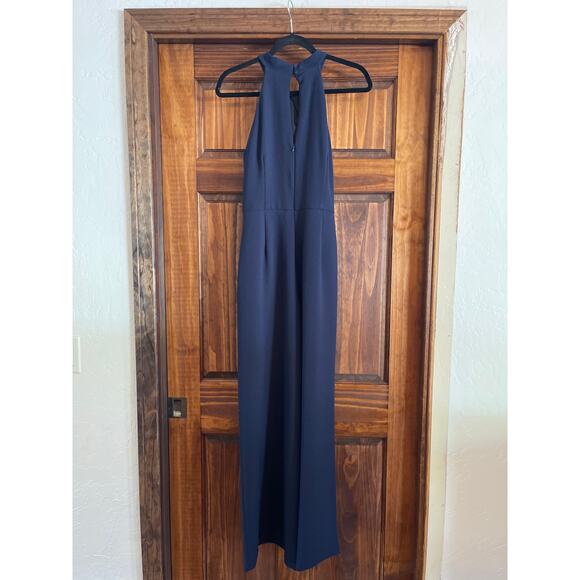 Julia Jordan Twist halter style wide leg jumpsuit Navy size 6 - Picture 6 of 7